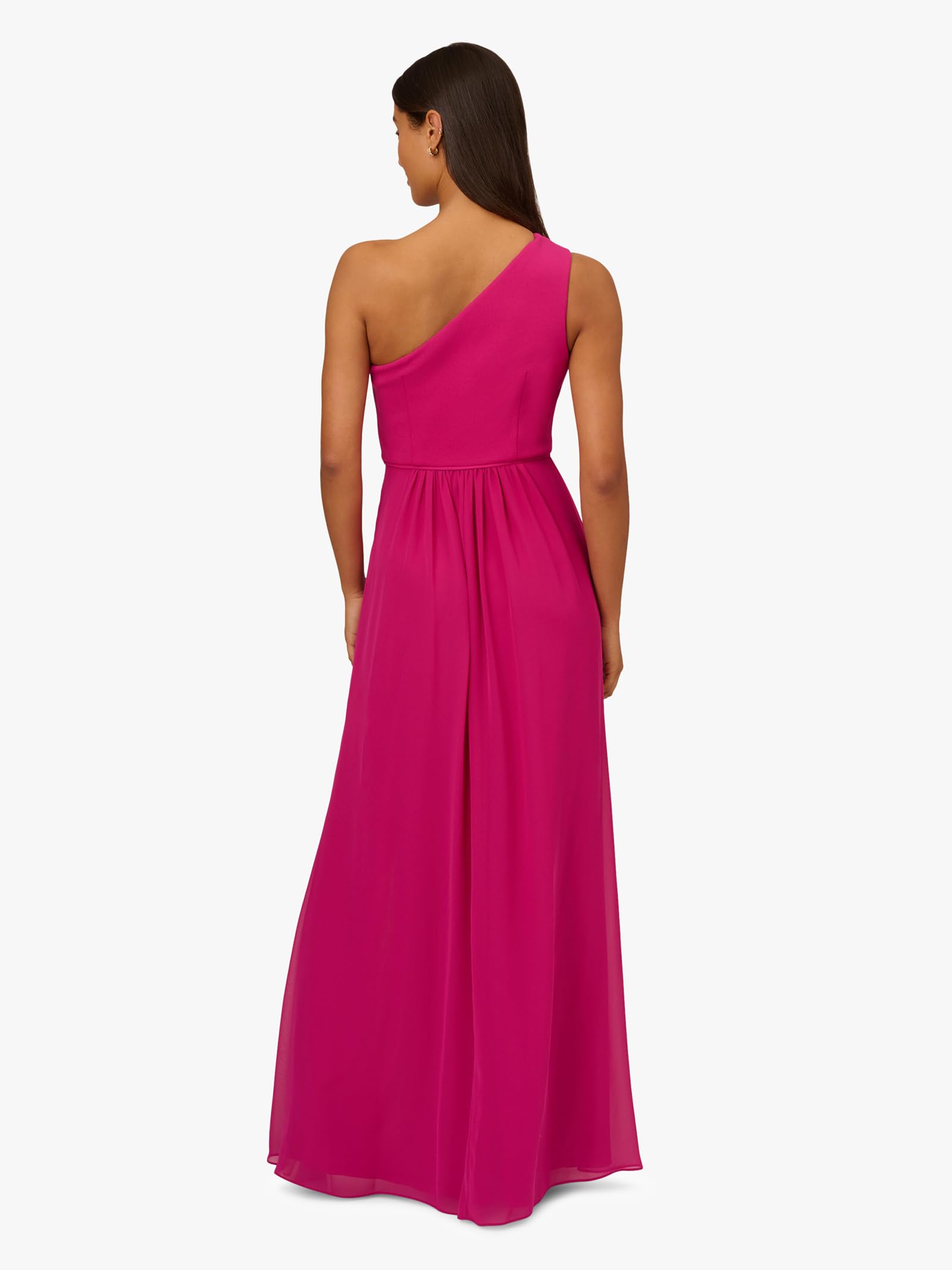 Adrianna Papell Women's One Shoulder Chiffon Gown, Bright Magenta, 6