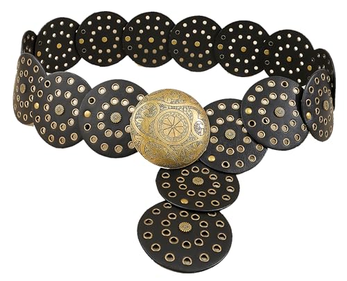 Womens-Western-Chunky-Cowgirl-Belts Wide Disc Belt Punk Retro Boho Waist Metal Buckle Adjustable for Dress Jeans