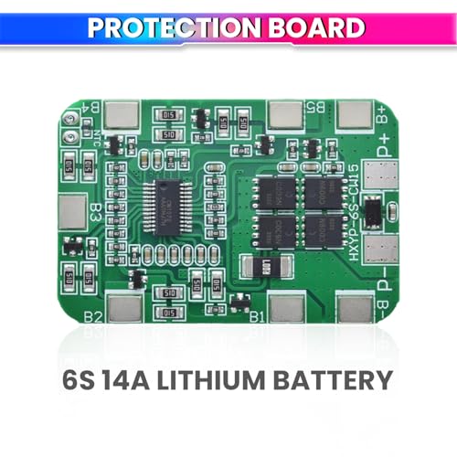 Image of amiciSolar 6S 22.2V 14A Lithium Battery BMS Protection Board with Cell Balancing | For 6-Cell 18650 Li-ion Packs | Overcharge, Over-Discharge & Short-Circuit Safety for DIY Battery Packs