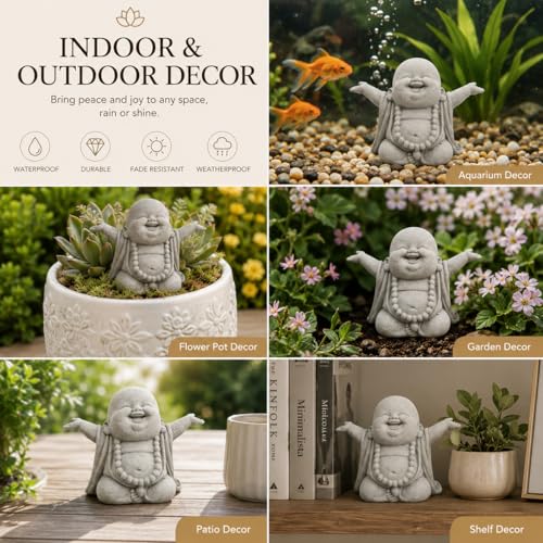 Estatua buda de piedra arenisca para decoración Feng Shui miniatura 7