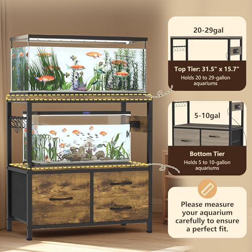 Image of Heybly 20-29Gal Fish Tank Stand with Drawer, Power Outlet,330lbs HAS001SR-1