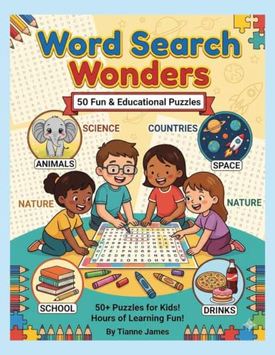 Word Search Wonders: Educational Themed Puzzles with Fun Coloring...