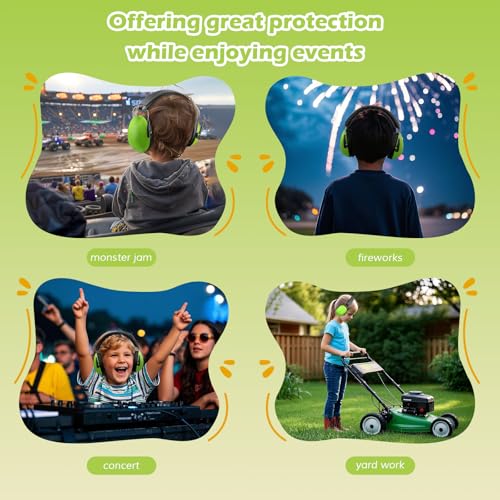 Image of ProCase Noise Cancelling Headphones for Kids Toddler, SNR 27dB Noise Reduction Ear Muffs, Hearing Protection for Monster Jam, Concerts, Fireworks, Shooting, Air Show, Autism Sensory Needs -Green
