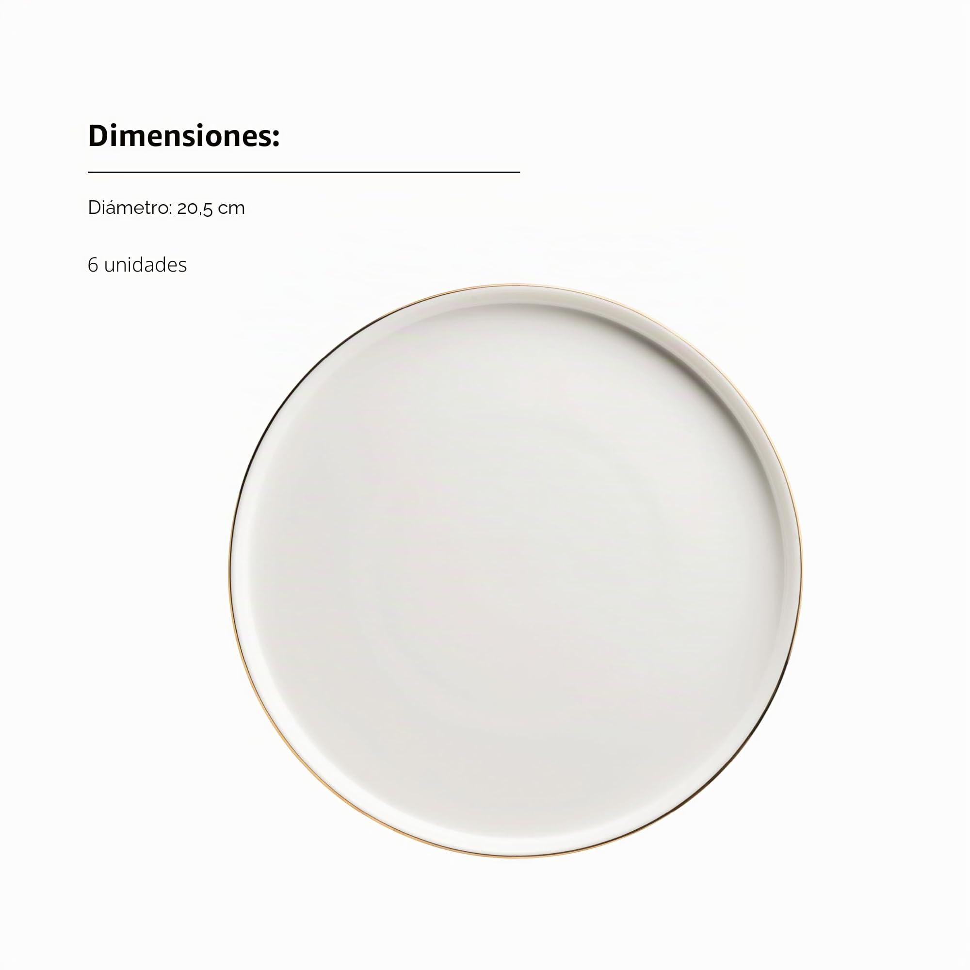 MÄSER, Serie Sita - Juego de platos para 6 personas (porcelana blanca con borde dorado), color blanco