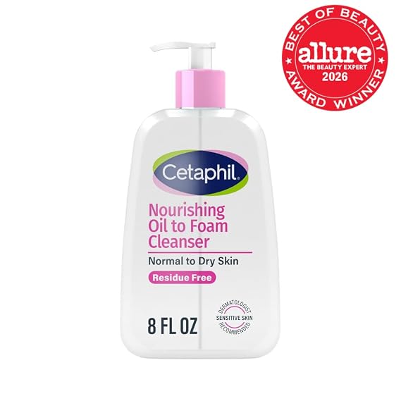 Cetaphil Nourishing Oil to Foam Facial Cleanser, Dry Skin, 8oz