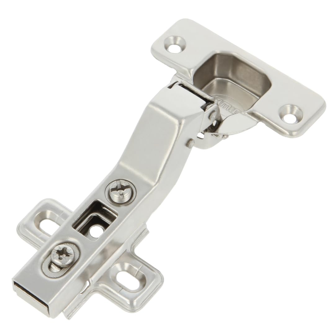 AMIG - Confezione da 20 cerniere | Ciotola dritta | Ø35mm| Con chiusura a sgancio rapido | Distanza tra i fori di 48 mm | Smusso +30° | Per mobili da cucina | Acciaio Argento