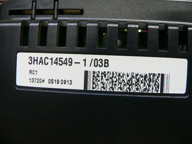 Close-up of the product label on the ABB IRC5 Rectifier, clearly showing the model number 3HAC14549-1/03B and a QR code.