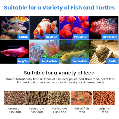 Image of ZIBUYU Automatic Fish Feeder for Aquarium 50g Capacity, Controlled Timed Fish Food Dispenser with Adjustable Settings, No Jam Portion-, Fish Tank Wall Mounted, Battery Operated(Without battery)
