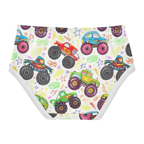 Cartoon Colorful Monster Trucks Panties Little Girl Toddlers Underwear Floral Cotton Durable Briefs Undies Kids 2t2