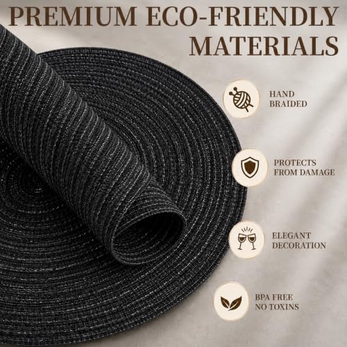 TaroKitc 15 inch Round Placemats Set of 6, Black by TaroKitc - Used condition - Image 4