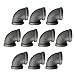 IBEUTES 10-Pack Black Malleable Iron Cast Pipe Fitting Elbow 90 Degree 1/2", DIY Pipe Furniture, 1/2 Inch Threaded Pipe Nipples Industrial Piping