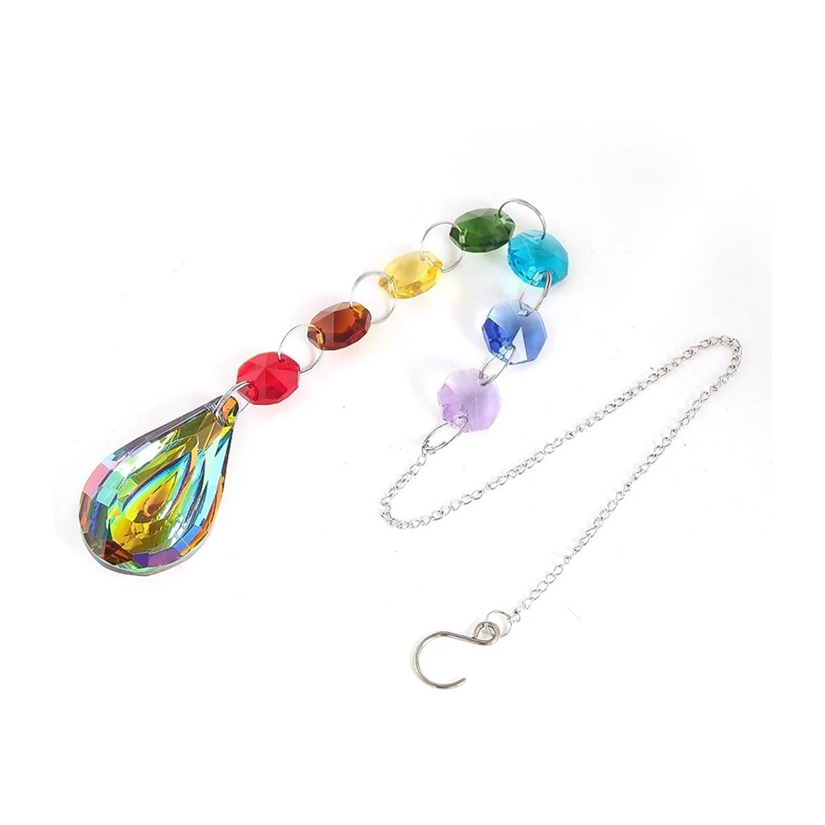 Crystal Chandelier Prism, Sun Catcher, 1pcs Color Crystal Octagonal Bead Prism Charms Metal Hook Pendant Decor