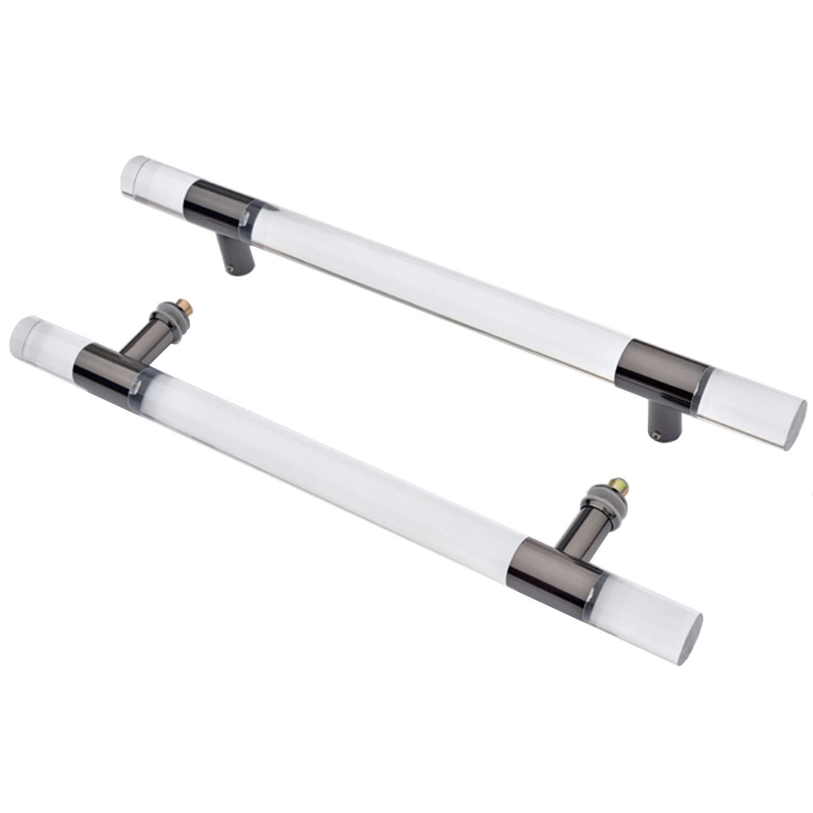 CWCQGH 24 31.5 39 47 59 inch Glass Pulls Entrance Door Handle with Fittings,Clear Acrylic Push Pull Entry Door Handle,Black-60cm/24inch