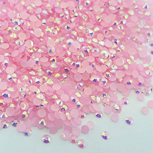 MajorCrafts 2000pcs 5mm ss20 Jelly AB Flat Back Round 14 Facets Resin Rhinestones Arts and Crafts Embellishment Gems (Baby Pink AB C76) - Image 4