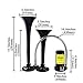 GAMPRO 150db 12V Air Horn, Chrome Zinc Dual Trumpet with Compressor for Any 12V Vehicles (Black)