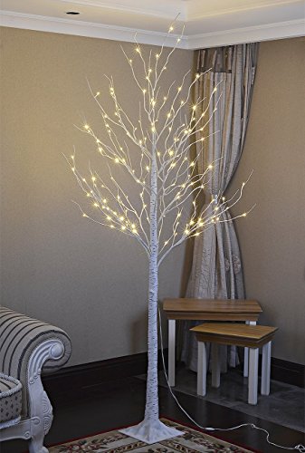 Image of LIGHTSHARE 8 Feet 132L LED Birch Tree Lights, Warm White, for Holiday Party and Christmas Decoration, Indoor and Outdoor Use