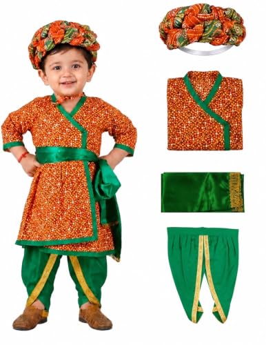 Image of BookMyCostume Rajasthani Indian State Fancy Dress Costume for Boys and Men | With Pagdi 6-7 years