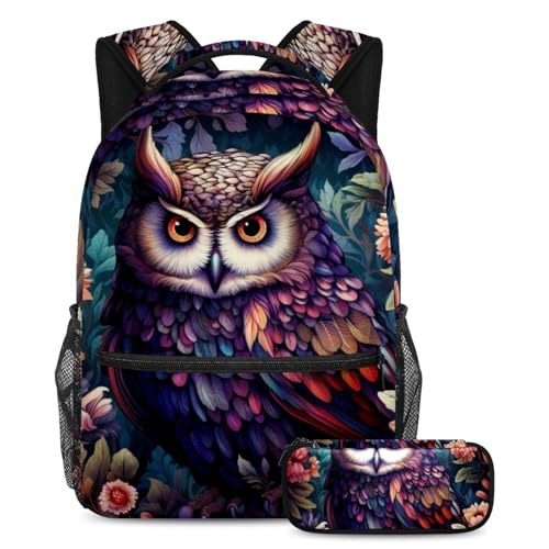 Cartable Chouette violette Cool Purple Owl 77 grand sac à dos scolaire fille garçon