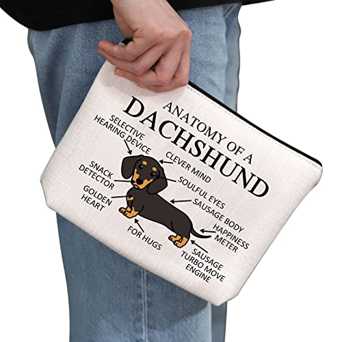 PYOUL Dachshund Lover Gift Anatomy of A Dachshund Makeup Bag Weenie Mama Cosmetic Bag Wiener Dog Owner Gift Dog Mom Zipper Travel Bag (A Dachshund B) - Image 2
