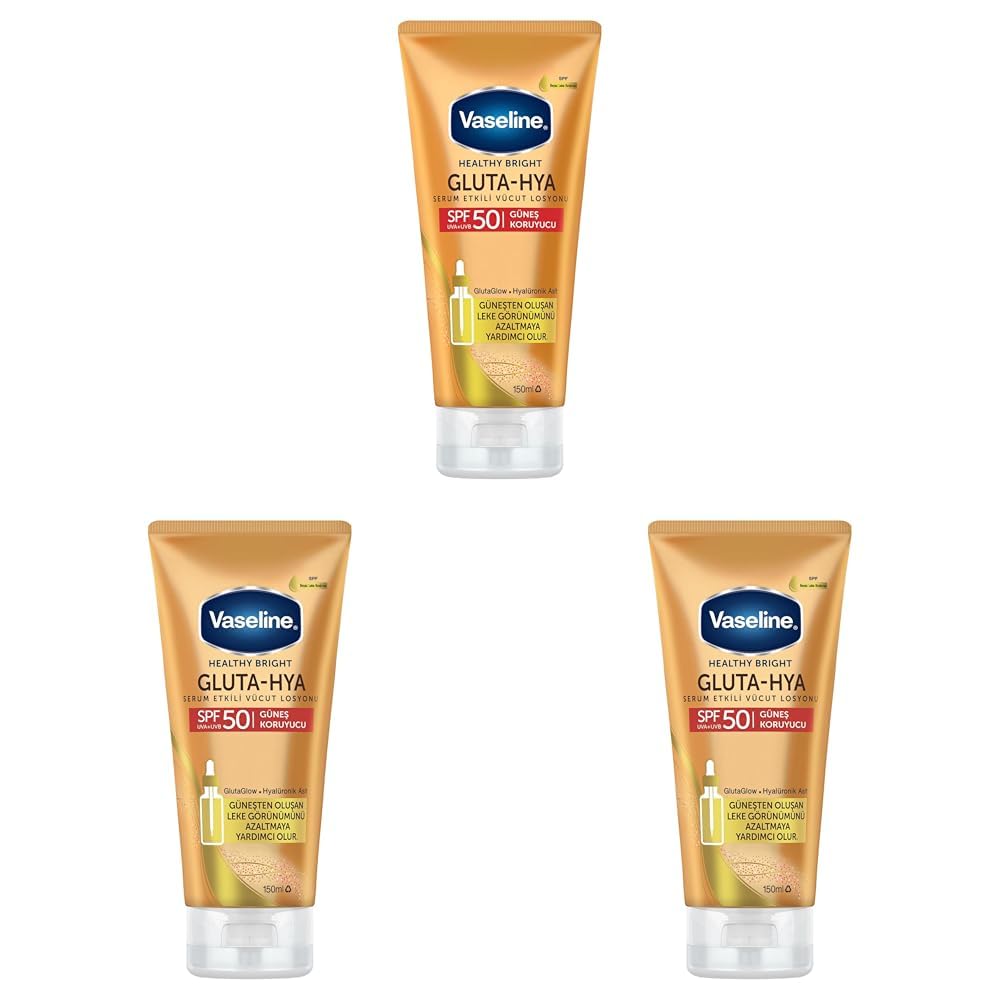 Vaseline Gluta-Hya Serum Etkili Vücut Losyonu Güneş Koruyucu 150 Mililitre (3 paketi)