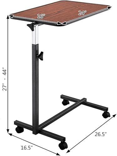 Miniatura 3 de Mesa inclinable para colocar sobre la cama, mesa de noche ajustable multifuncional, mesita de noche ajustable médica con ruedas y freno para uso