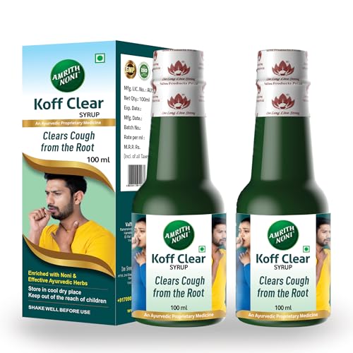 Image of Amrith Noni Koff Clear SugarFree 100ml - Ayurvedic Cough Syrup with Noni, Brihati, Kantakari, Pushkara, Naagavalli & Other Powerful Herbs for Effective Relief (Pack Of 2)