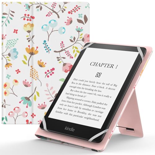 MoKo Funda universal para lectores electrónicos y tabletas Kindle de 6 a 7 pulgadas, funda de piel sintética ligera con correa de mano y soporte