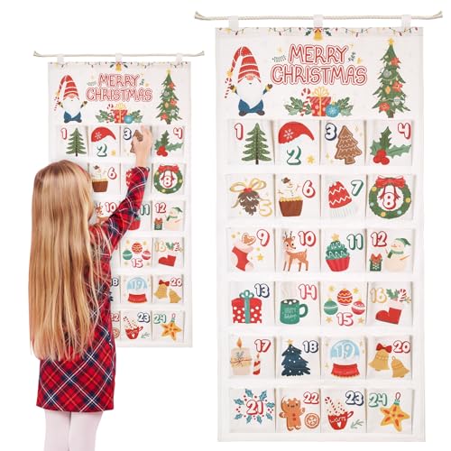 Naler Christmas Hanging Advent Calendar 2026, 24 Pockets, 50X100CM – Image 2