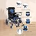 PA-DABAOO Wheelchair for Children and Adults with Cerebral Palsy, Foldable Aluminum Wheelchair, Lightweight Reclining Wheelchair, Adjustable Headrest/Sitting Position/Armrest Height,B