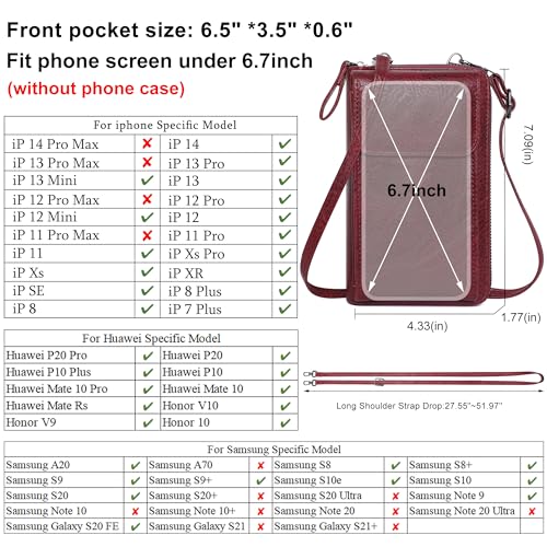Image of KUKOO Small Crossbody Bags for Women PU Leather Cell Phone Purse Wallet with Credit Card Slots