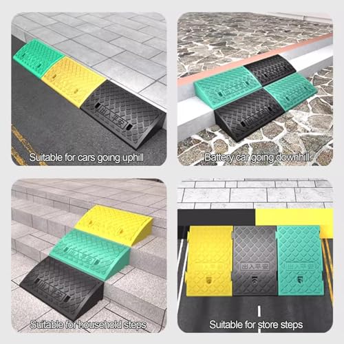 Rampa para silla de ruedas, rampa plástica para autos con textura antideslizante, resistencia al desgaste y presión, para entrada de casa, parque y estacionamiento (Amarillo, 50x27x8cm) miniatura 6