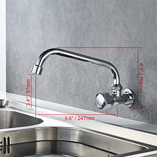 Ibergrif-M18654-Ballet-Cocina-de-Solo-Agua-Frio-Grifo-Giratorio-de-Pared-Cromo-Plata