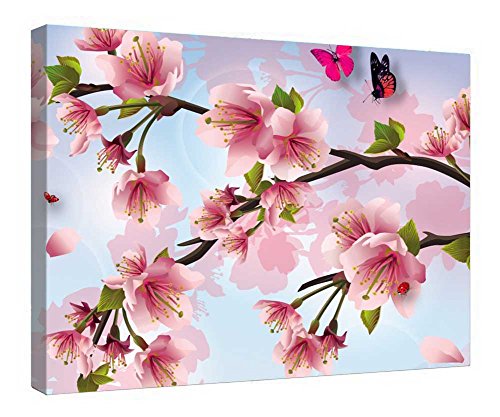 Impression sur toile 40x50 cm avec cadre en bois décoration florale printanière