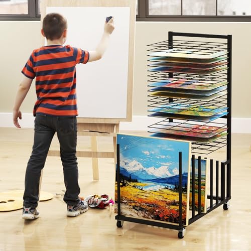Image of uyoyous Art Storage Rack, Canvas Storage Stand with Wheels, Painting Drying Racks for Canvas Boards, Panel, Drawing Board, Crafts Drying