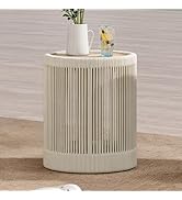 CHITA Outdoor Boho Wicker Side Table with Adjustable Foot Leveler and Acacia Wood Top,16 Inch Pat...