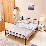 GreenForest Full Size Bed Frame with Headboard and Stable Metal Slats Boxspring Replacement Double Platform Mattress Base,Black