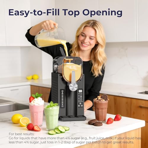 Image of Slushie Machine, No Ice Needed Slushy Maker for Home, Real-Time Temp Display, Frozen Drink Maker with 6 Preset Programs for Ice Cream, Frappes, Milk Shake and More, Black, 1 Pack+3Modes