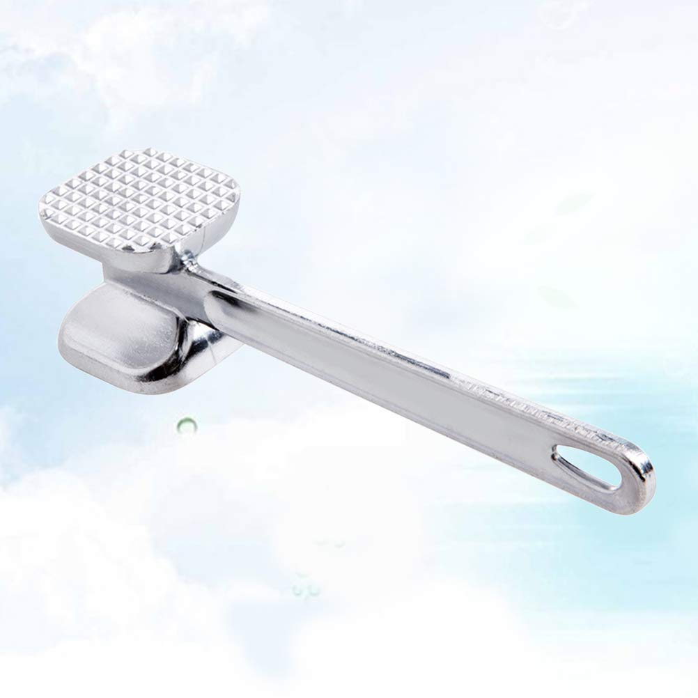 Yardwe YARDWESmall Steel Meat Tenderiser Meat Hammer Heavy Duty Double Sided Steak Hammer for Tenderizing Steak Beef Chicken (Silver)