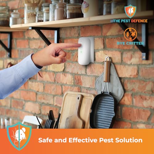 pest defence ultrasonic pest repeller bye critter ultrasonic pest repeller plug-in mouse repellent for home  repels mice spiders rodents cockroaches and ants  eco-friendly chemical-free
