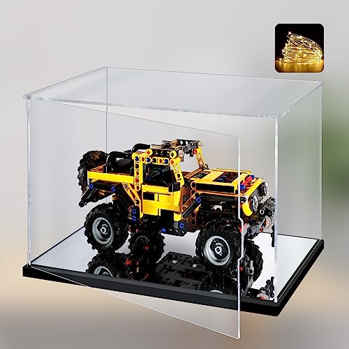 Naconmlet Transparente Acryl Vitrine mit Spiegelboden und LED-Licht | Staubdichter Schaukasten für Actionfiguren, Blind Boxes, Modelle und Sammlerstücke(30x20x20cm)