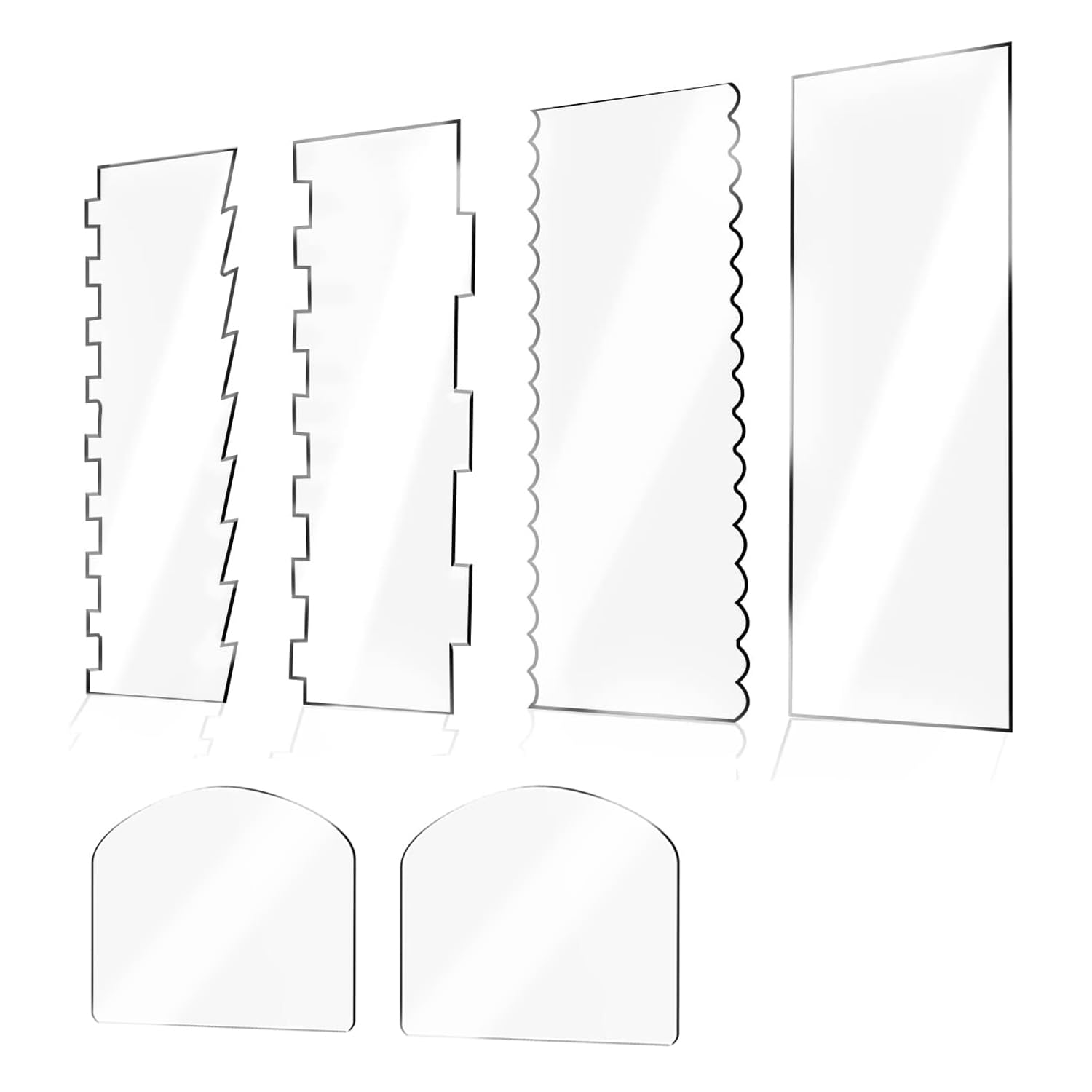 6 Pieces Cake Scraper, Acrylic Scraper Clear Cream Spatula Set, Cake Smoother for Kitchen Buttercream DIY Tool