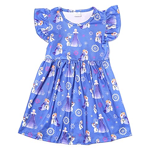 TOPTAMP Toddlr Girls Princess Frozen Twirl Dress Ruffle Bottom Blue Flutter Sleeves Dress 12-18M