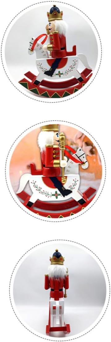 Christmas Nutcracker Figurine Wooden Rocking Steed Warrior Ornament Large Tabletop Festival Decoration for Home and Holiday Display
