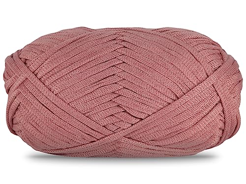1 PCS 200g Flat Tape Yarn for Crocheting and Knitting,Soft Crochet Yarn 98 Yards Polyester Yarn for Hand DIY Bag Basket Dolls and Cushion(Purple Pink)