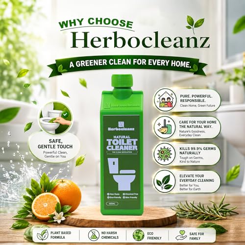 Image of Natural Toilet Cleaner 500ml Pack of 3 | Plant-Derived, Non-Toxic & Non-Corrosive Formula | Skin & Groundwater Safe | No VOC Bathroom & Commode Cleaner for All Types