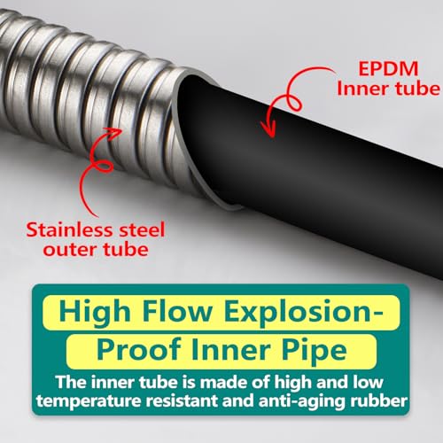 TRIPHIL Kink-free Shower Hoses 79" Extra-long Handheld Shower Head Hose Replacement Flexible Metal Tube Extension Anti-twist Brass Connectors Stainless Steel Brushed Nickel 79-Inch - Thumbnail 6