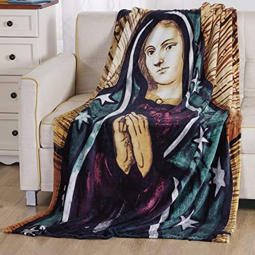 Image of Elegant Comfort Lightweight Printed Throw Blanket- All Season, Ultra Soft, Cozy and Plush- Decorative Throw Blankets, Perfect for Lounging, 50 x 70 inches, Mary, Throw Blanket