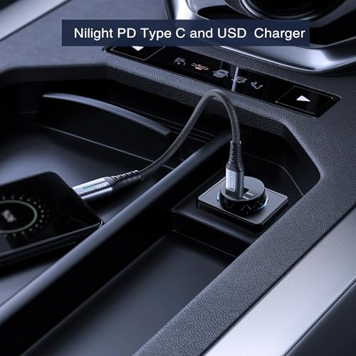 Image of Nilight Quick USB Socket PD Type C and USB Connector | 12V 24V 3A Car Outlet with Waterproof Cover Spring Cap LED Light Dual Outlets Port for Cars Trucks Motorcycle RVs Campers