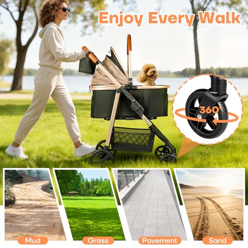 image for Gisaryc Dog Cat Stroller for Small/Medium Pets up to 50 lbs, 3-in-1 Fo