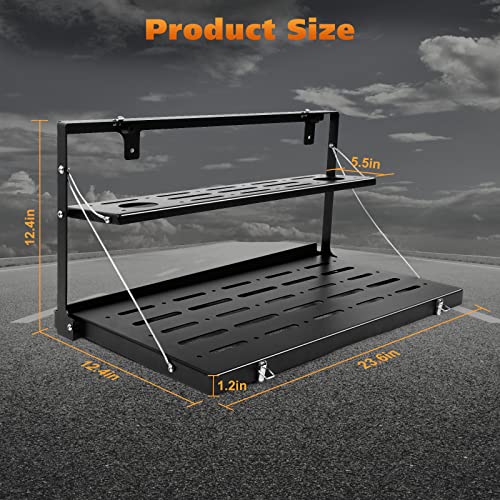 CheroCar for Jeep JL Tailgate Table Rear Foldable Cargo Shelf Aluminum Alloy Storage Rack for 2018-2026 Jeep Wrangler JL JLU,Black by CheroCar - Used condition - Image 3